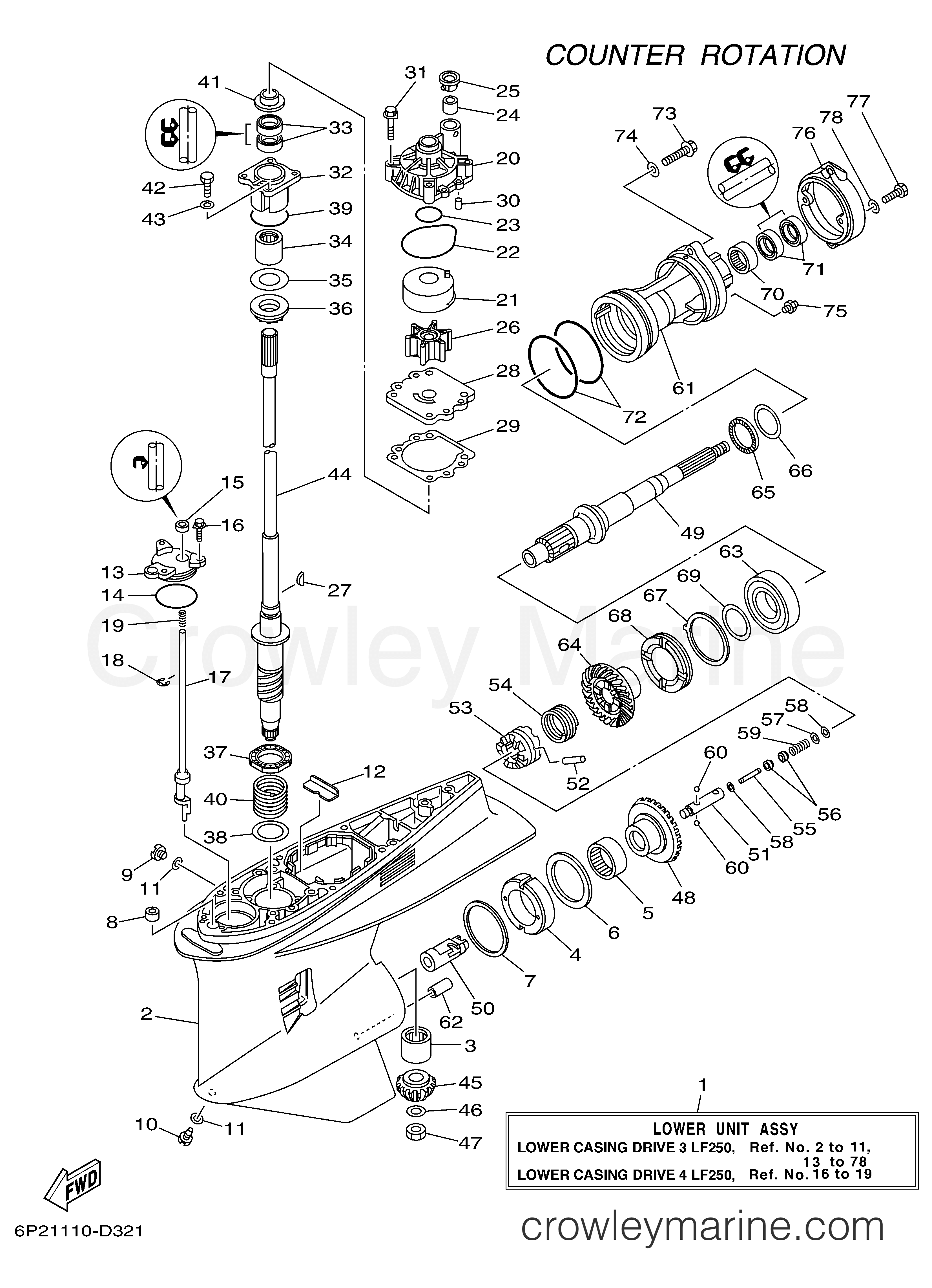 Yamaha Motors LF250TXRD - LOWER CASING DRIVE 3 LEFT HAND