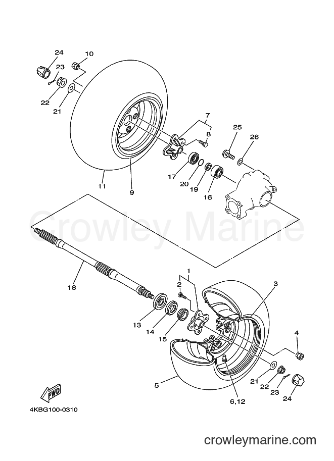 2000 ATV YFM350FW-X - YFM350FW-X (4KBK) [020] - REAR WHEEL