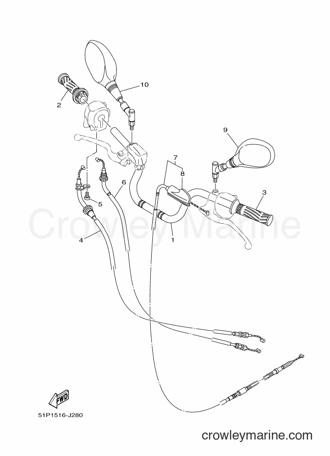 2010 Street Bike YBR125ED - YBR125ED (51D1) [010] - STEERING HANDLE & CABLE