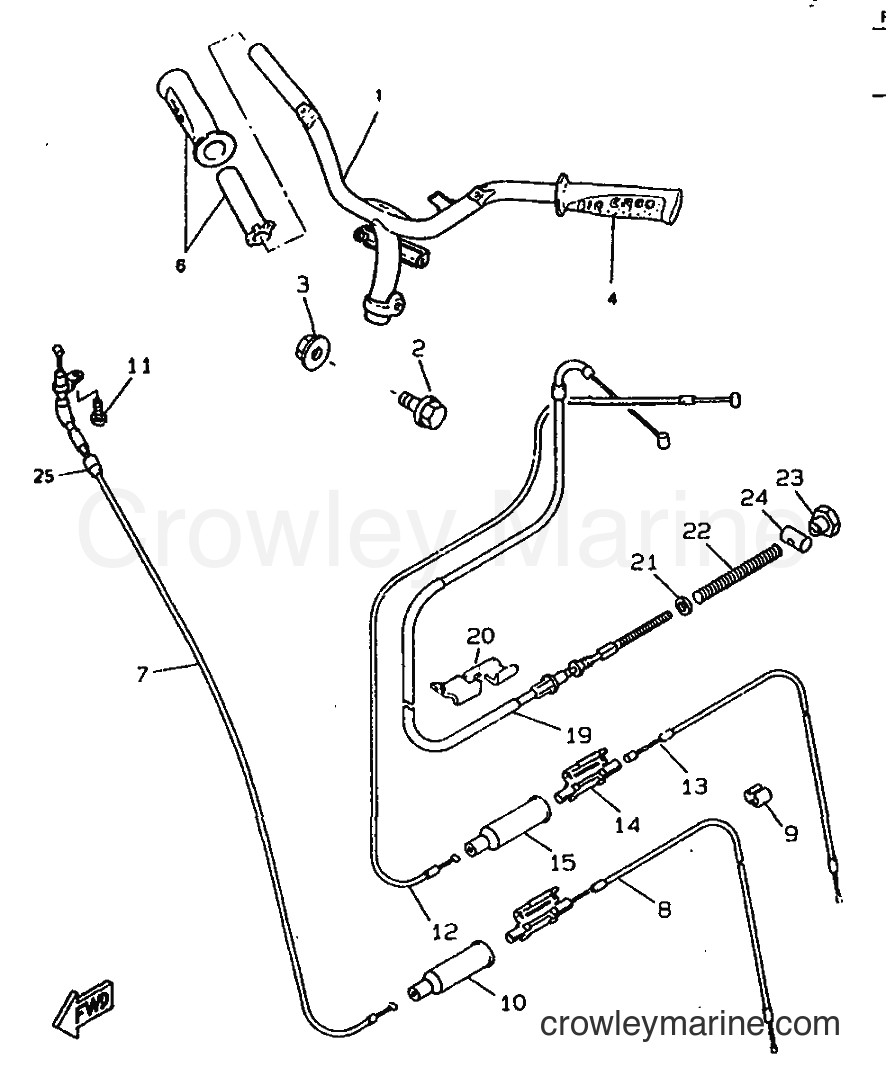 1998 Scooter CW50RS - CW50RS (5CX1) [010] - STEERING HANDLE & CABLE