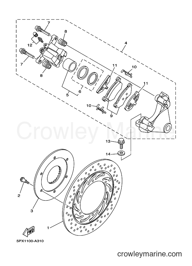 2010 Cruiser XV1700PC - XV1700PC (5PXX) [010] - REAR BRAKE CALIPER