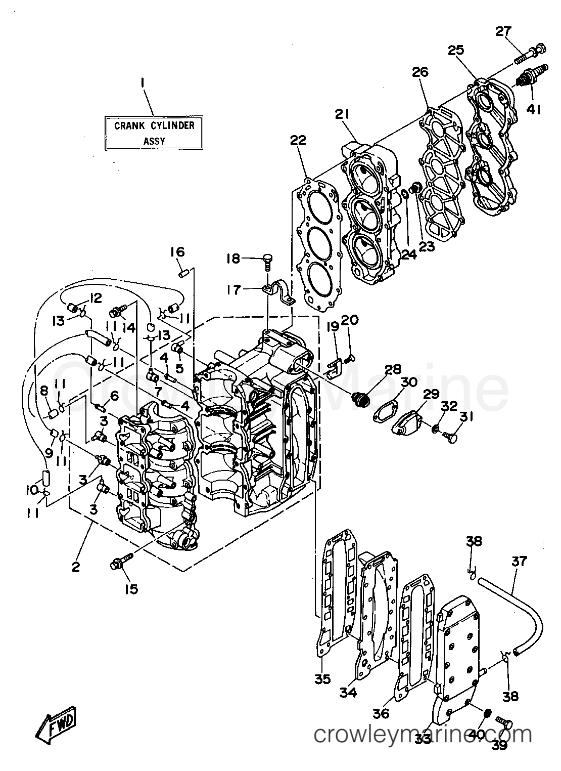 Yamaha Motors 40MLHS - CYLINDER CRANKCASE