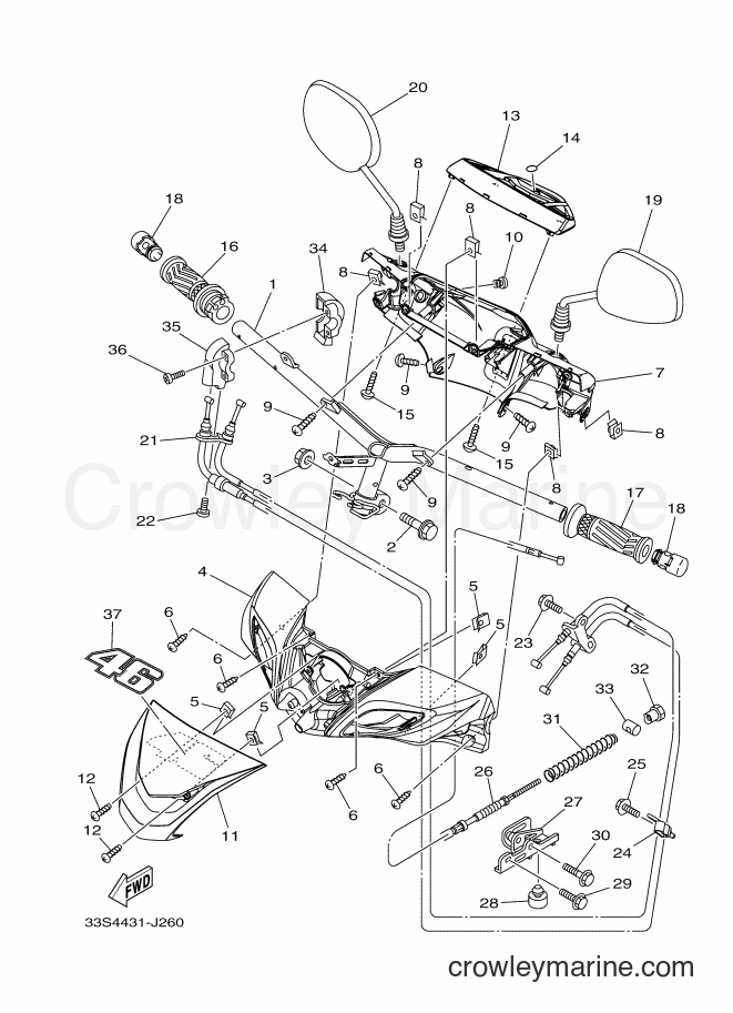 2010 Scooter AL125C - AL125C (33S4) [010] - STEERING HANDLE & CABLE
