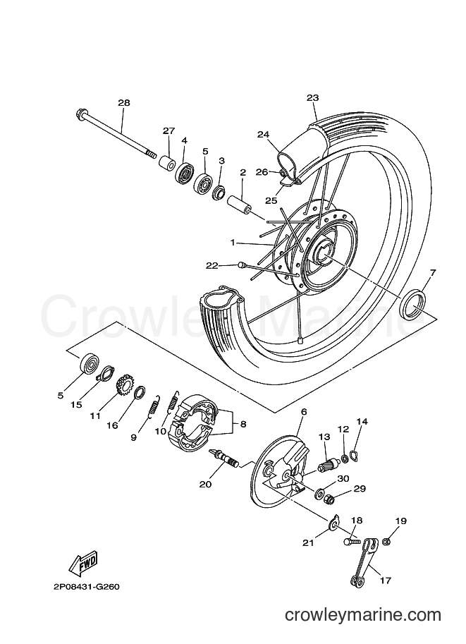 2008 Scooter T110 - T110 (2P14) [010] - FRONT WHEEL FOR DRUM BRAKE