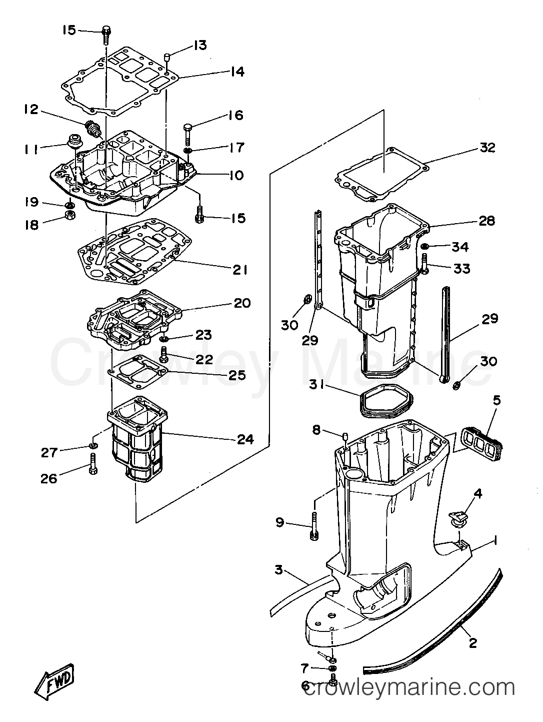 Yamaha Motors 225TLRS - UPPER CASING