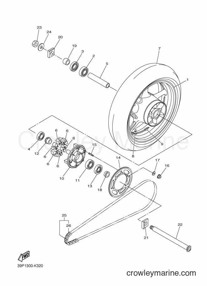 2012 Street Bike FZ8-N - FZ8-N (39PC) [010] - REAR WHEEL