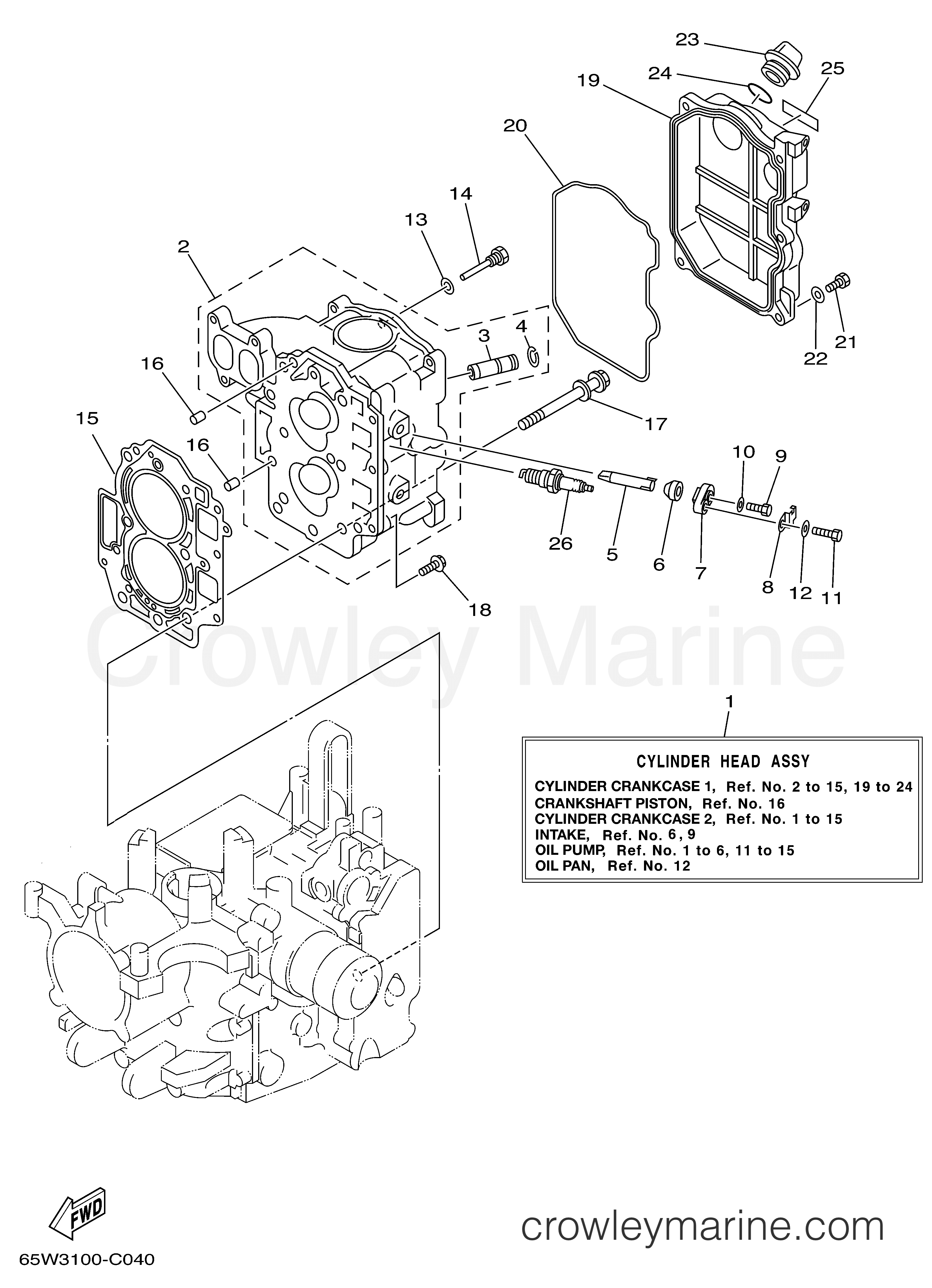 Yamaha Motors F25MLH - CYLINDER CRANKCASE 2