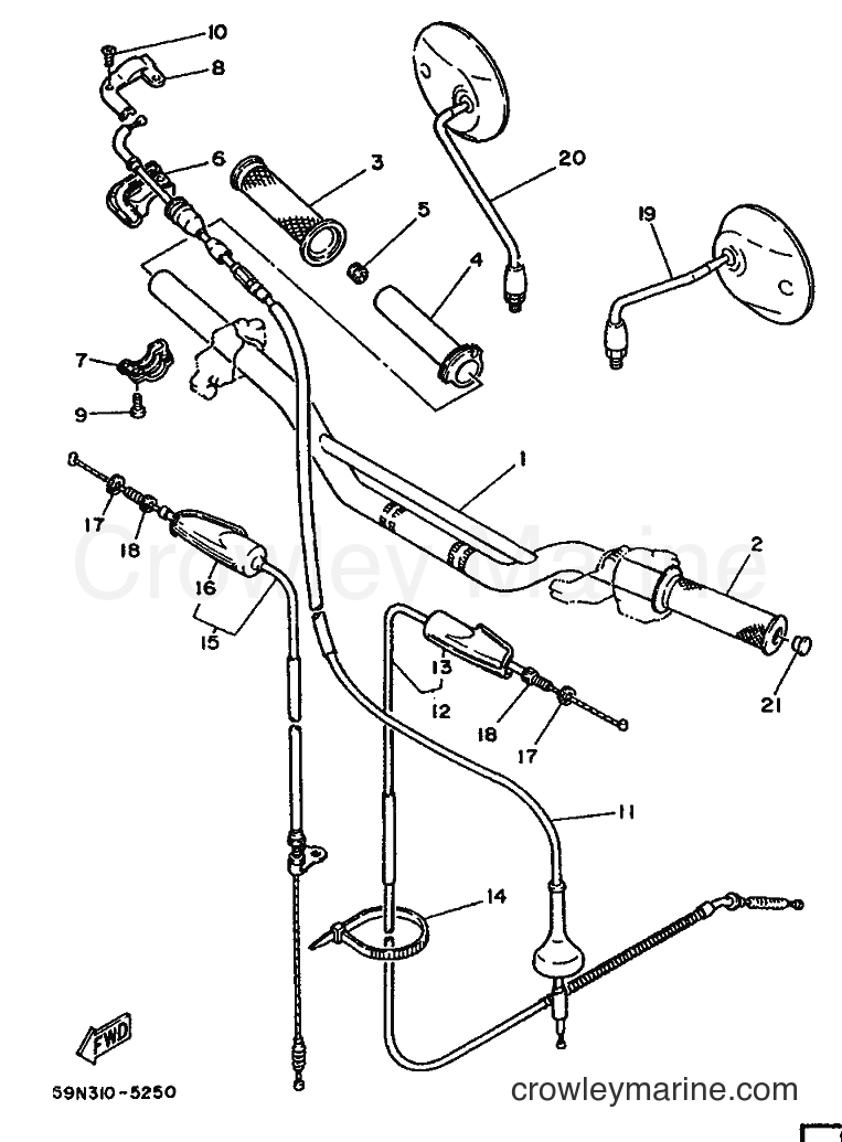 1988 Dirt Bike TY250 - TY250 (59N) [99A] - STEERING HANDLE & CABLE