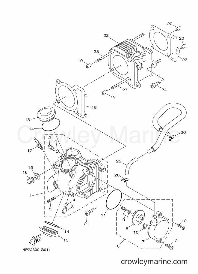 2014 Scooter XC125E - XC125E (4P7A) [010] - CYLINDER HEAD