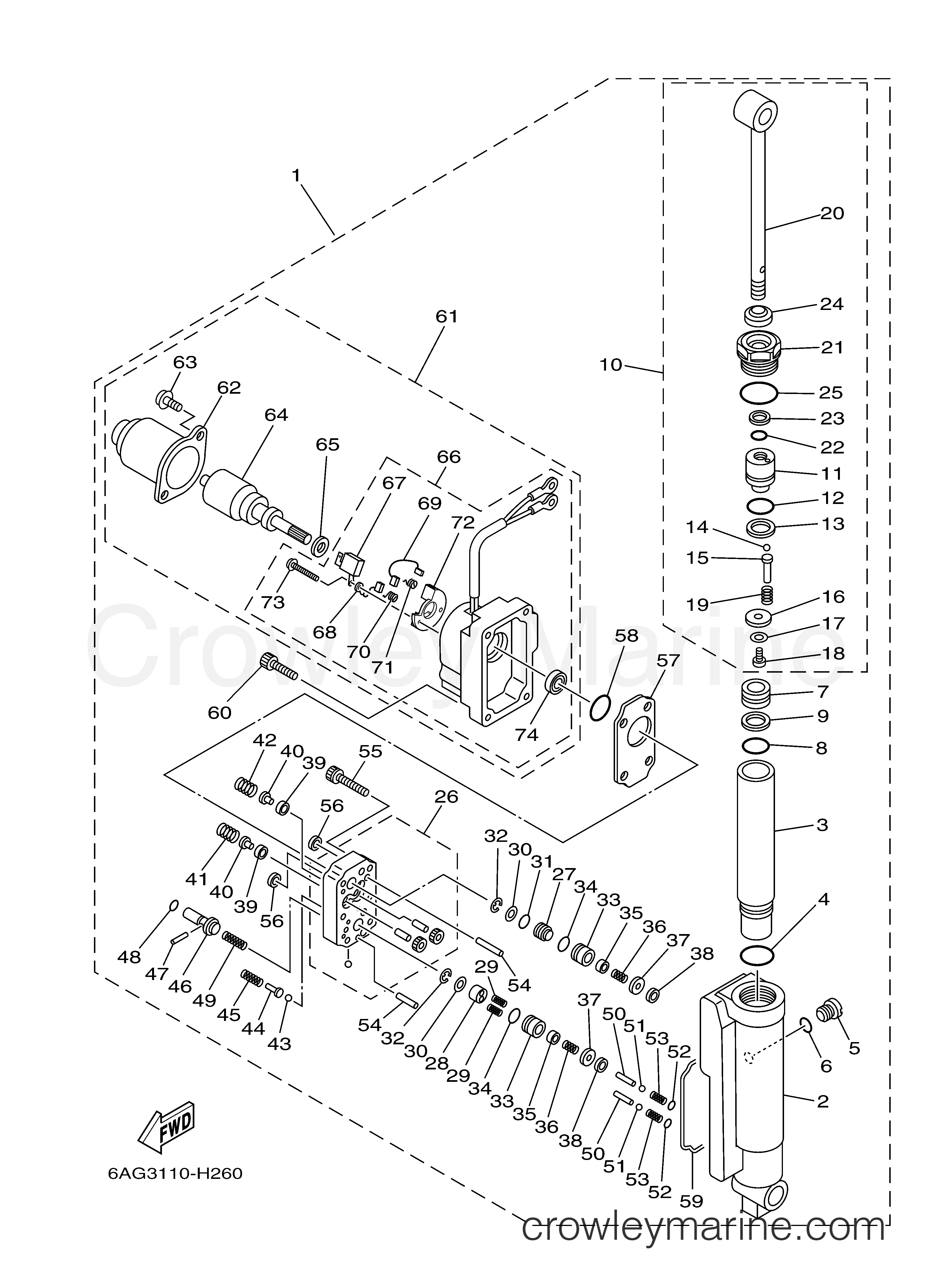 Yamaha Motors F20LPHA - POWER TILT ASSY