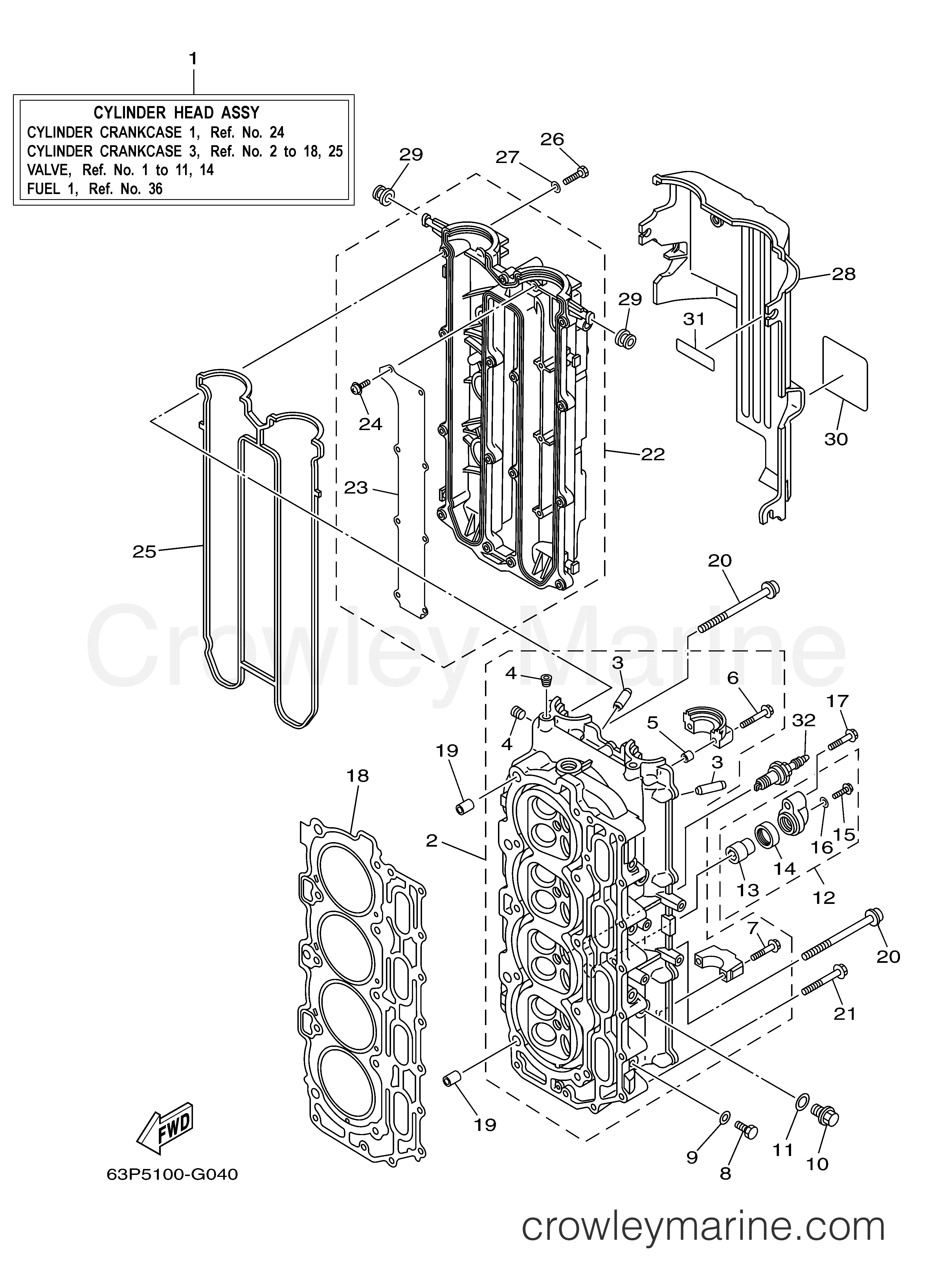 Yamaha Motors F150TXR - CYLINDER CRANKCASE 2