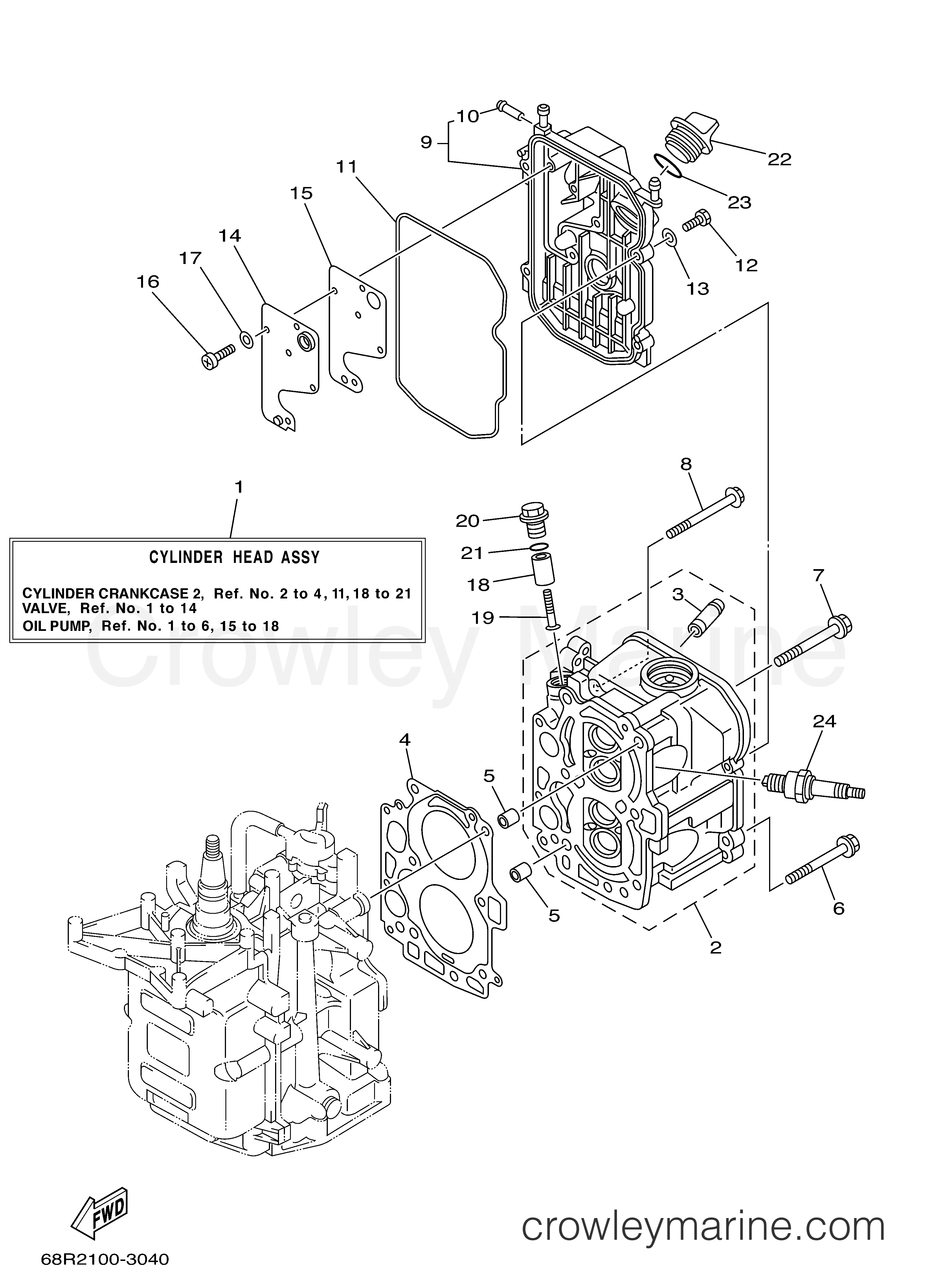 Yamaha Motors F6MSHC - CYLINDER CRANKCASE 2