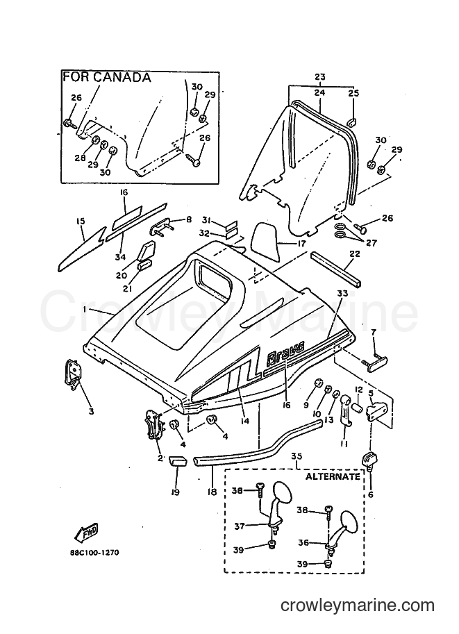 Yamaha Motors BR250 (89B1) [020] - SHROUD & WINDSHIELD