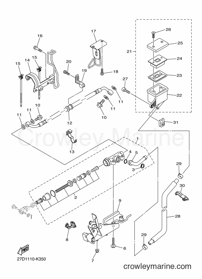 Yamaha Motors XVS13CA (27D3) [010] - REAR MASTER CYLINDER