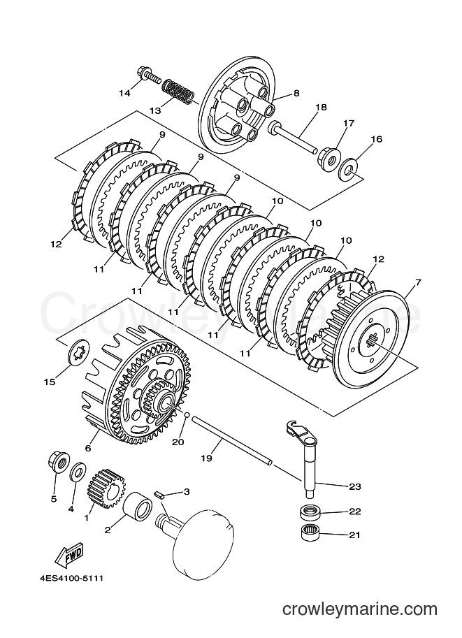 YZ80(4LBE,2000年モデル）ミッションパーツ（多分） CLUTCH - 2000 Dirt Bike YZ80 (YZ80 (4ES9) [020]) - Yamaha Motors