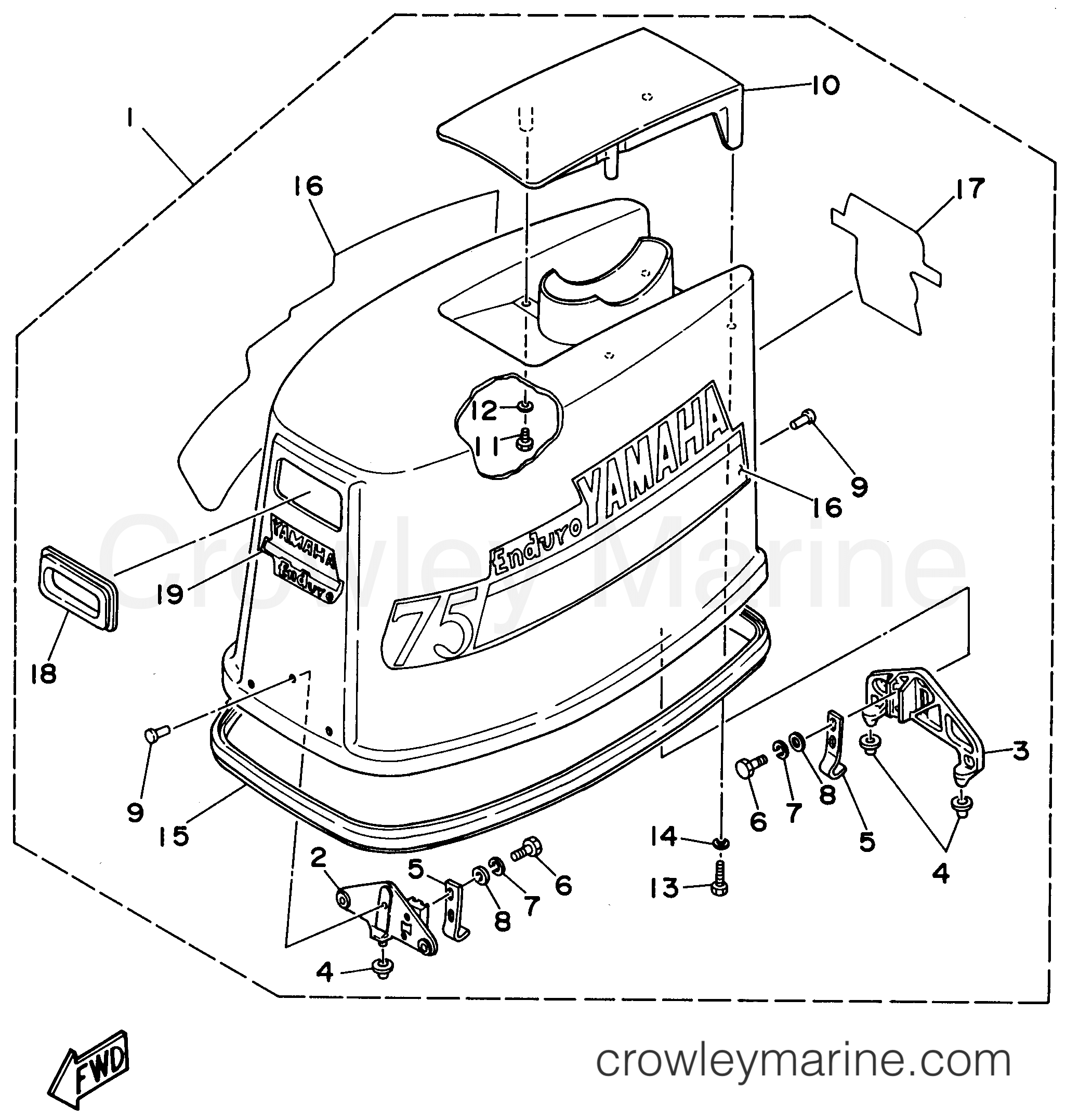 Yamaha Motors E75MLHW - TOP COWLING
