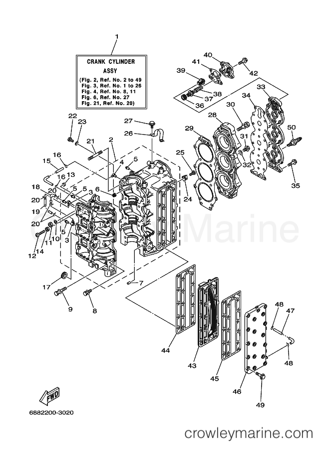 Yamaha Motors 85AED (6883) [230] - CYLINDER & CRANKCASE