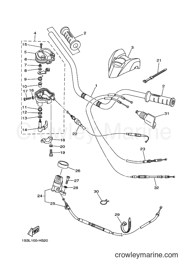 Yamaha Motors YFM700R (1ASB) [010] - STEERING HANDLE & CABLE