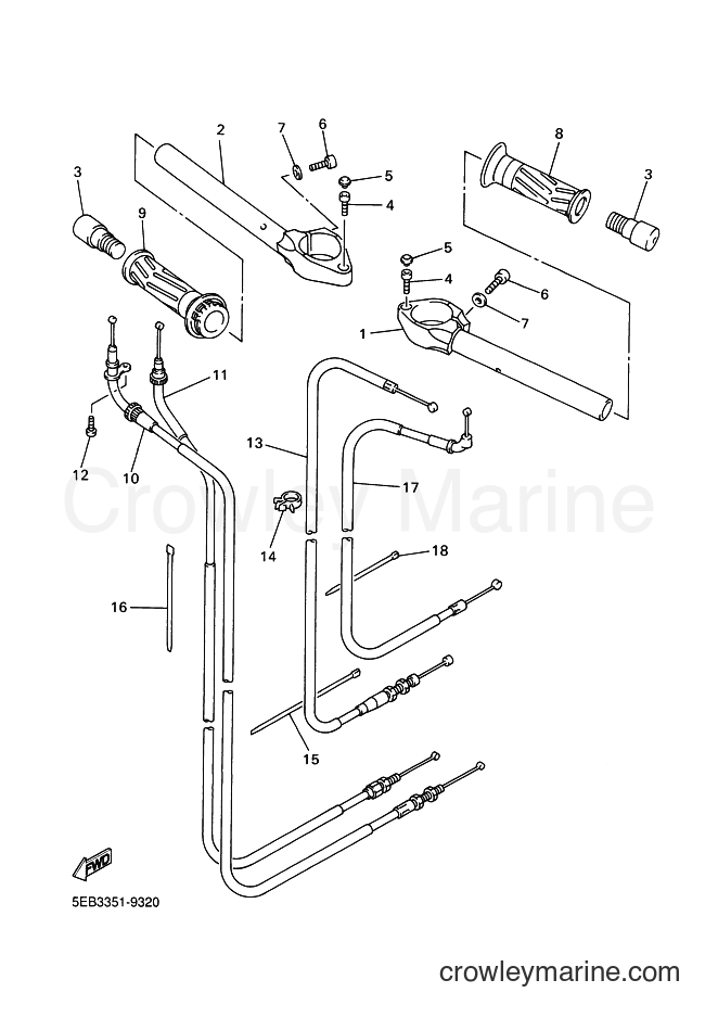 1999 Sport Bike YZF-R6 - YZF-R6 (5EB2) [020] - STEERING HANDLE & CABLE