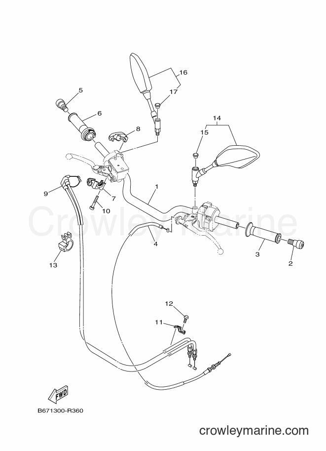 2016 Street Bike MTN1000 - MTN1000 (B671) [010] - STEERING HANDLE & CABLE