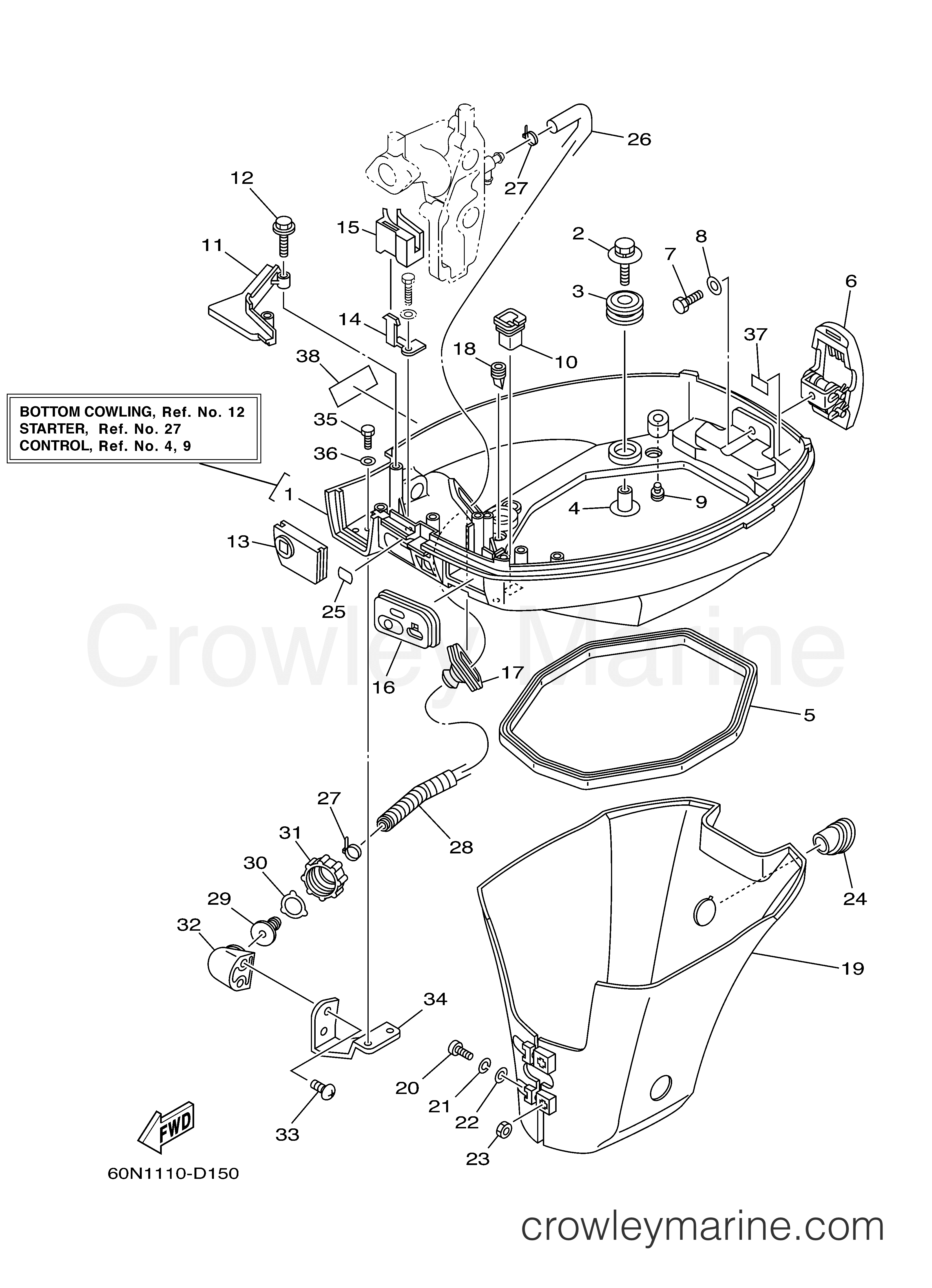Yamaha Motors F8MLH - BOTTOM COWLING
