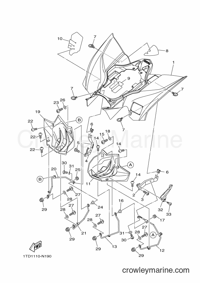 2019 ATV YFZ450R - YFZ450R (BW2G) [010] - REAR FENDER