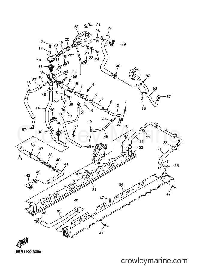 2003 Snowmobile RX10RS - RX10RS (8EW2) [010] - RADIATOR & HOSE