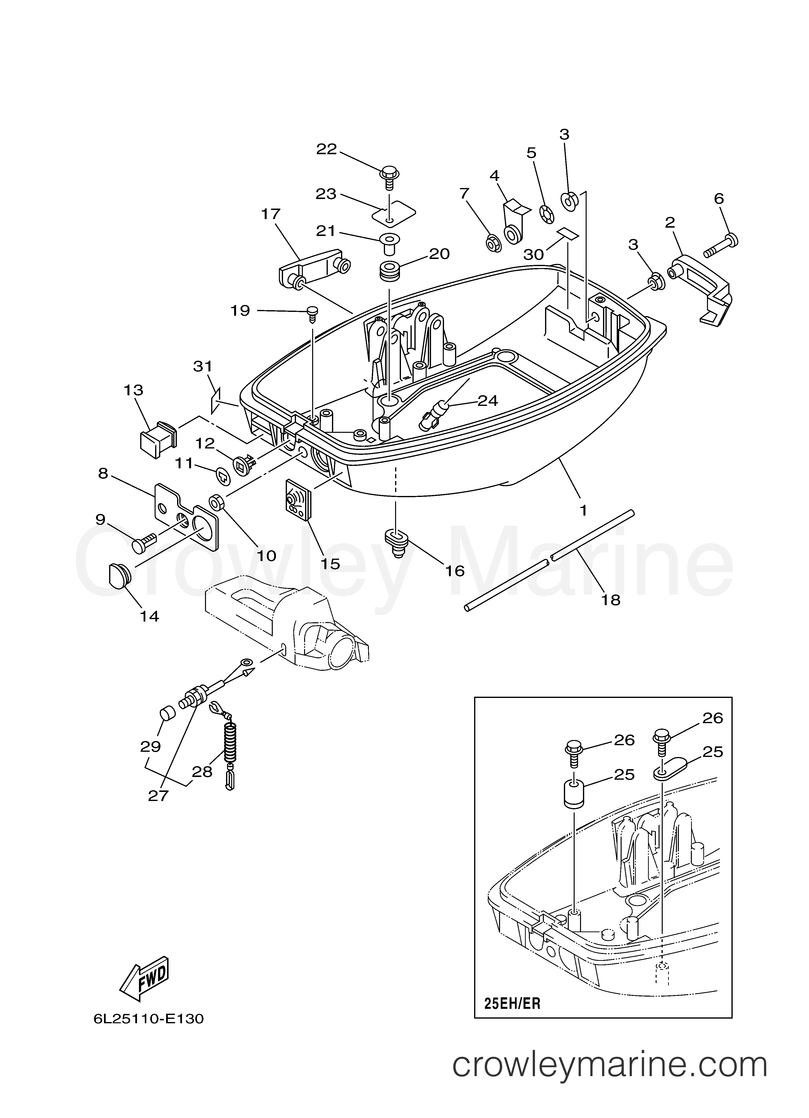 Yamaha Motors 25ELR - BOTTOM COWLING