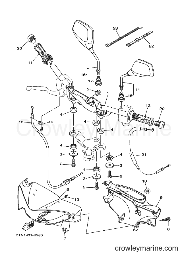 Yamaha Motors L-110ED (5TN1) [010] - STEERING HANDLE & CABLE