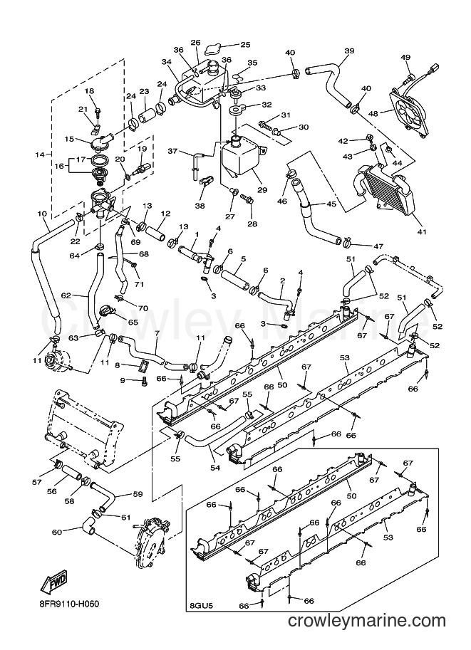2009 Snowmobile RX10RS - RX10RS (8GU5) [020] - RADIATOR & HOSE