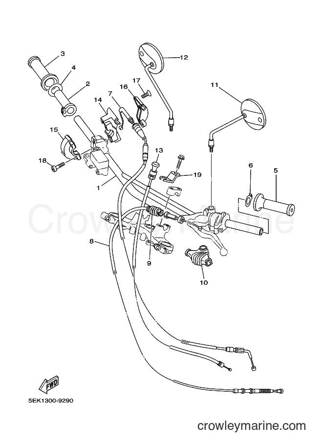 2000 Dirt Bike TW125 - TW125 (5EK3) [110] - STEERING HANDLE & CABLE