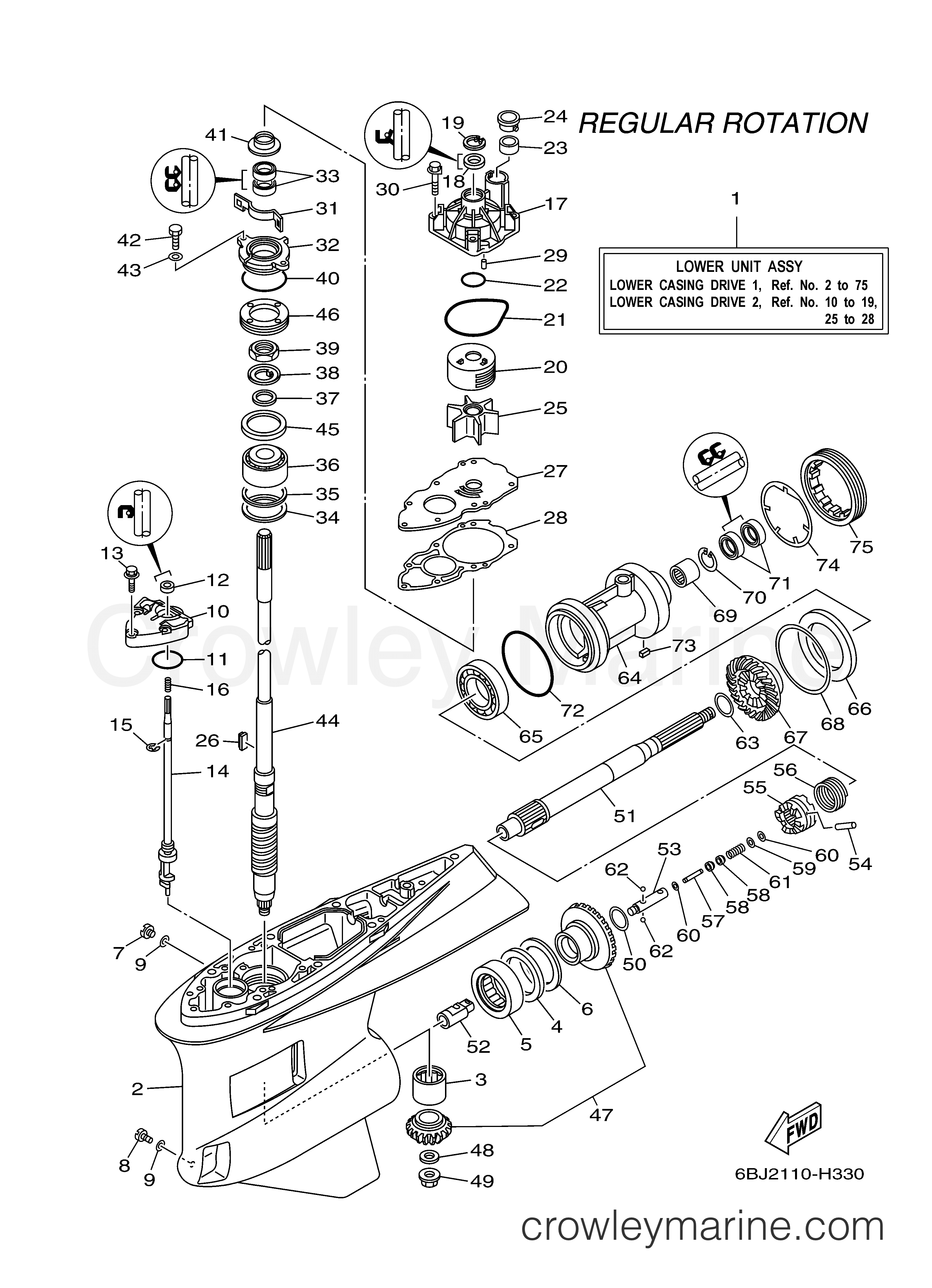 Yamaha Motors F300TXR - LOWER CASING DRIVE 1