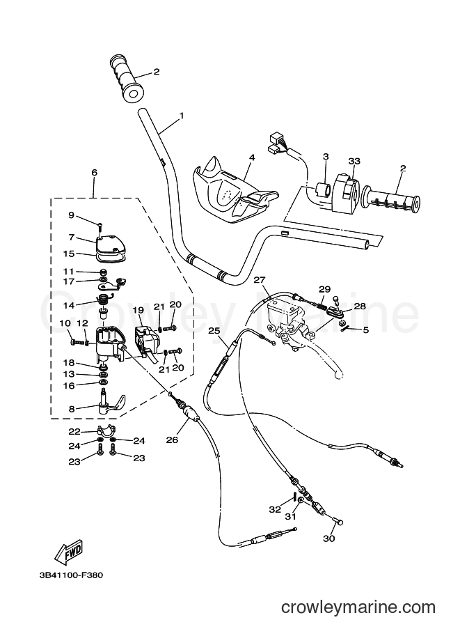 Yamaha Motors YFM700FWAD (3B41) [010] - STEERING HANDLE & CABLE