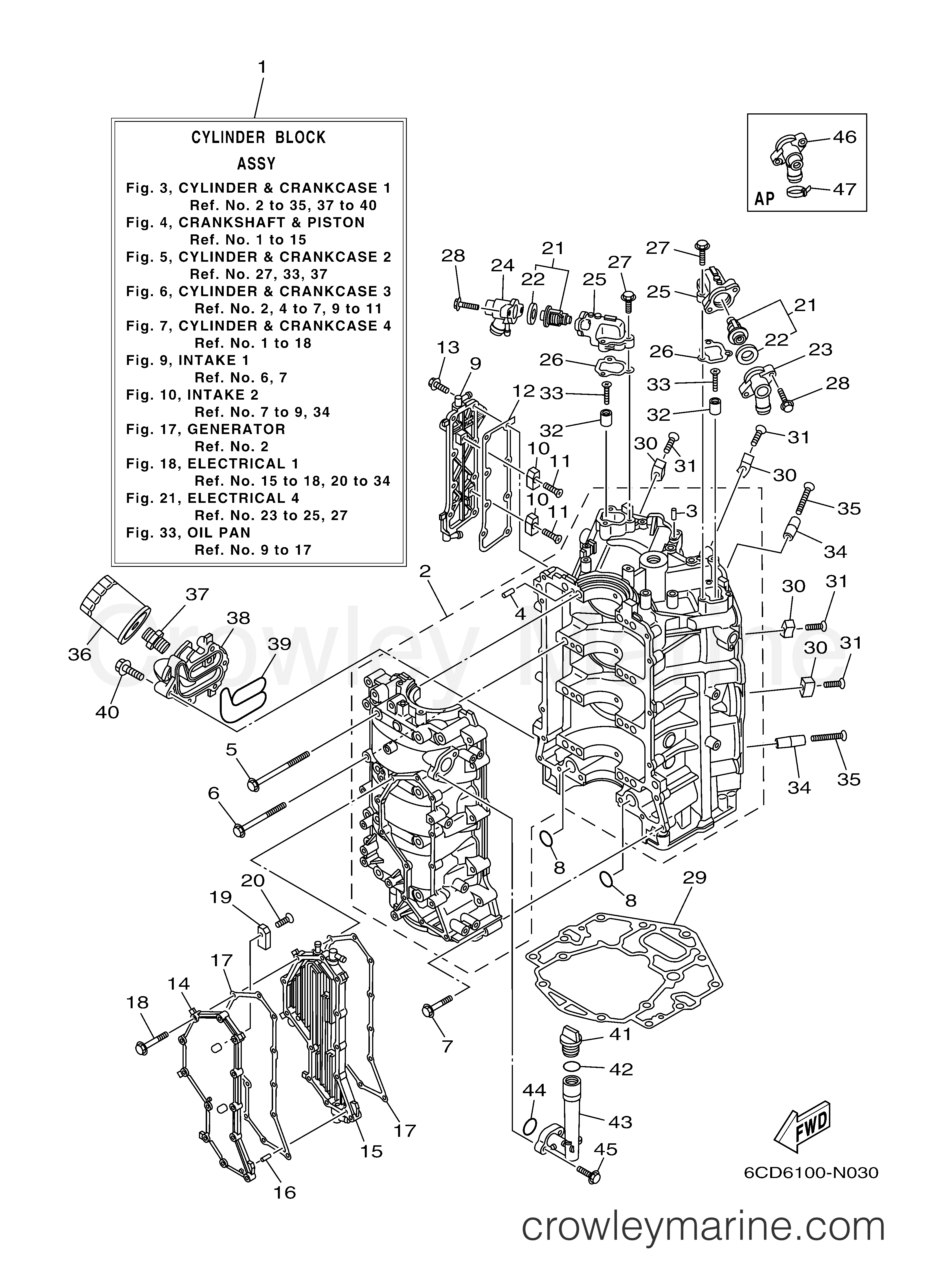 Yamaha Motors VF250LA - CYLINDER CRANKCASE 1