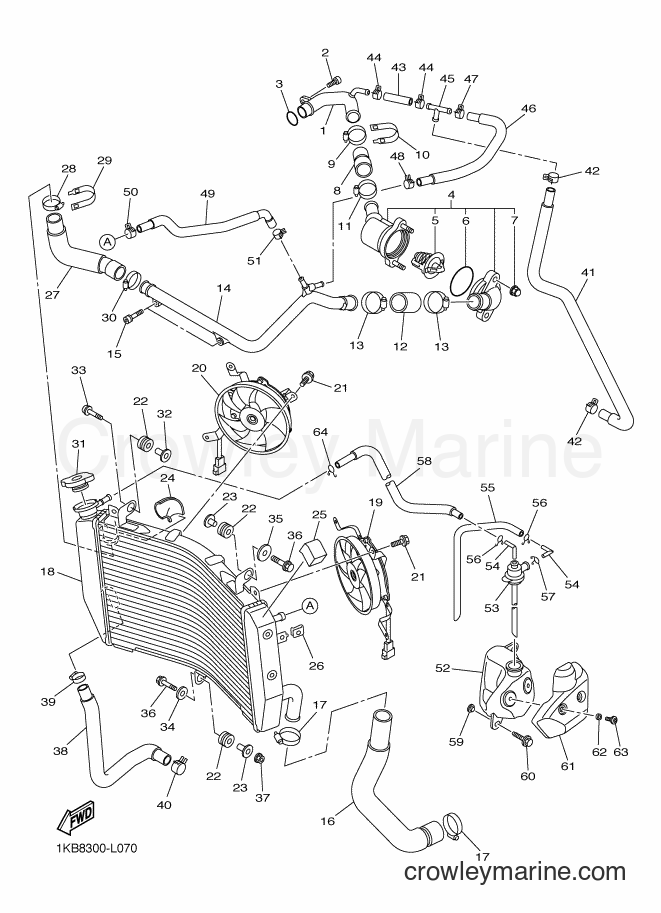 Yamaha Motors YZF-R1 (1KBF) [010] - RADIATOR & HOSE
