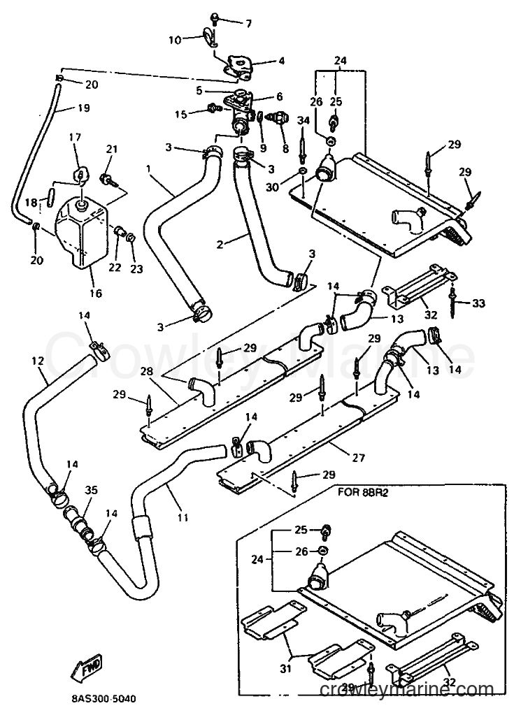 1995 Snowmobile VX500ST - VX500ST (8BR2) [010] - RADIATOR & HOSE