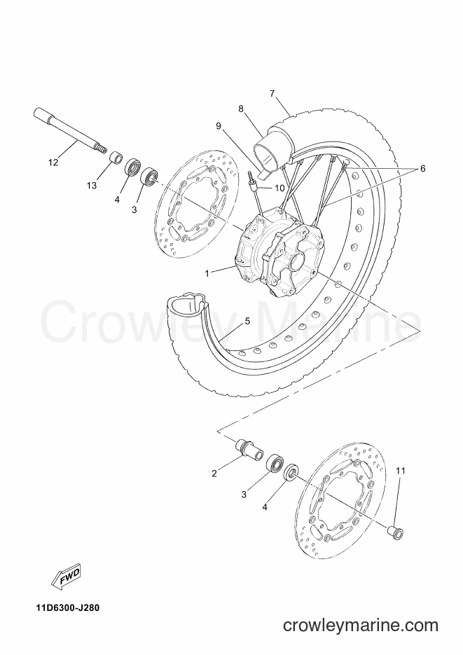 2010 Dirt Bike XT660Z - XT660Z (11D6) [010] - FRONT WHEEL