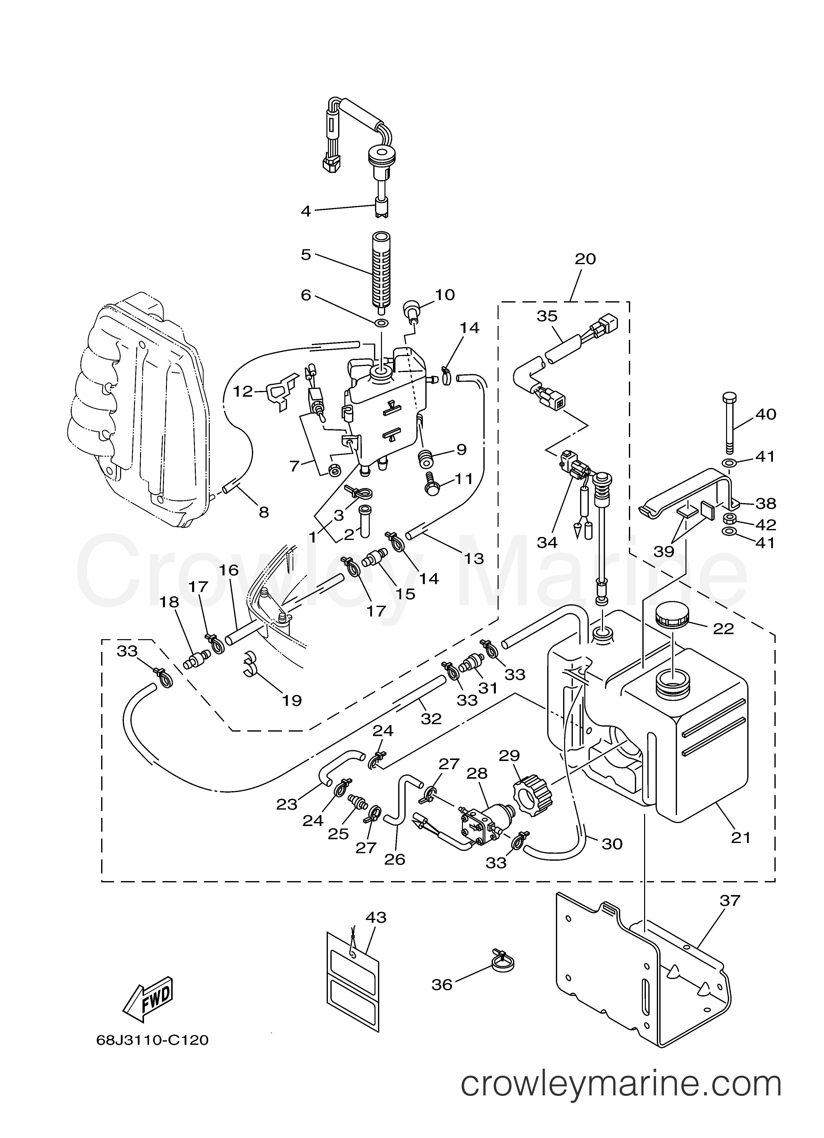 OIL TANK 2005 Yamaha Outboard 200hp Z200TLRD Crowley Marine