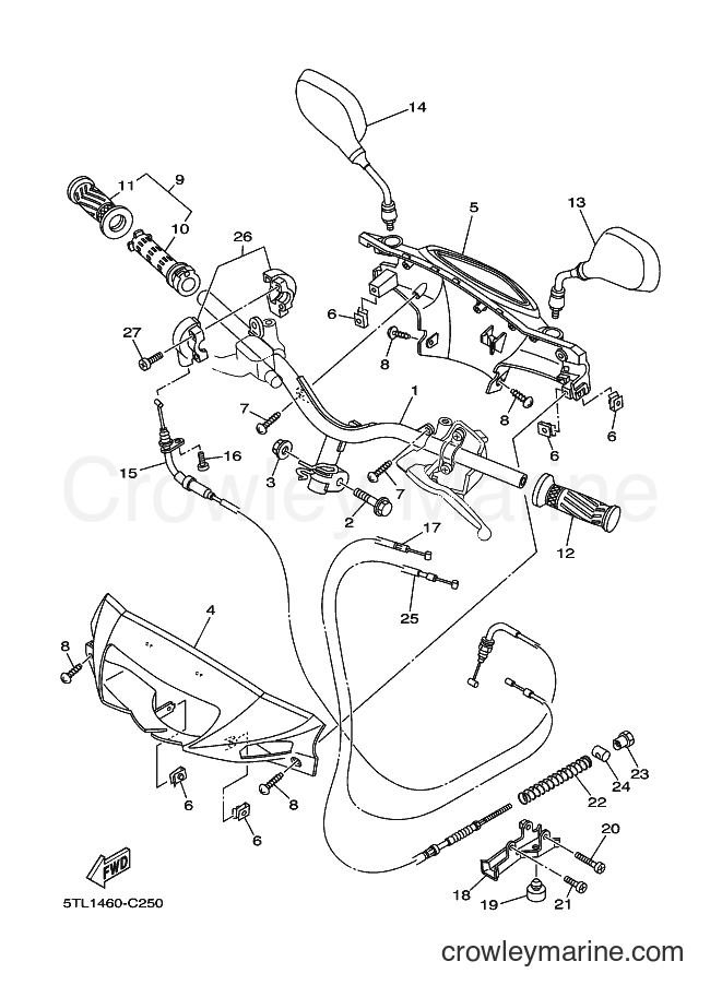 2004 Scooter AL115S - AL115S (5TL1) [010] - STEERING HANDLE & CABLE