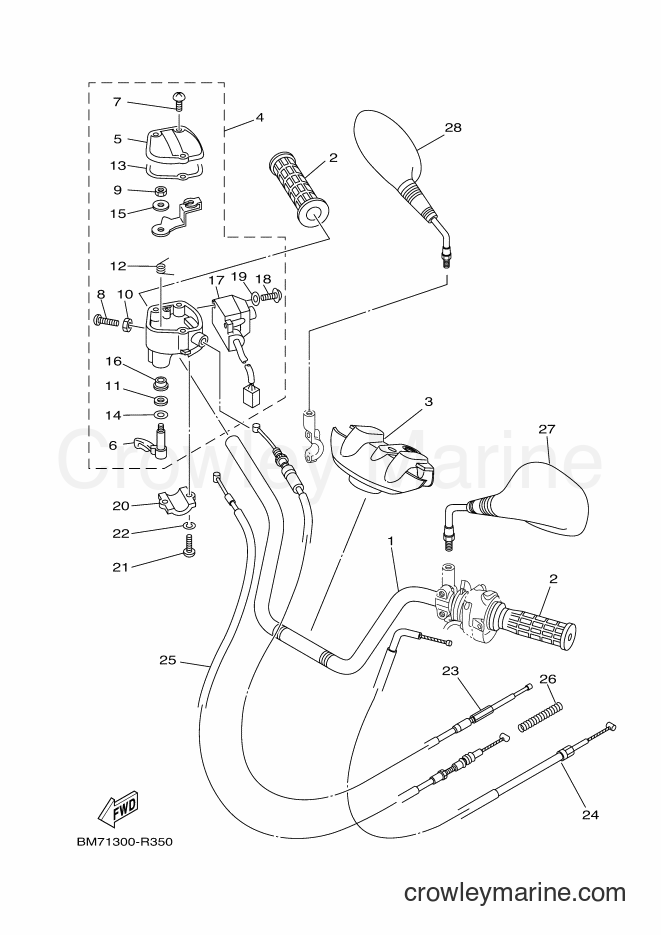 2016 ATV YFM450FWAD - YFM450FWAD (BM72) [020] - STEERING HANDLE & CABLE