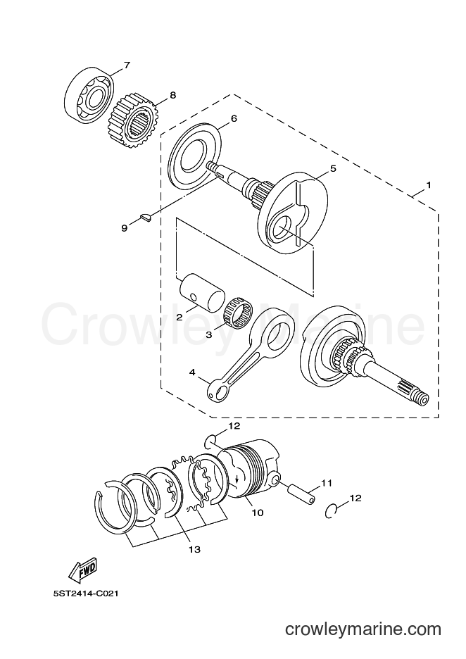 Yamaha Motors YW50F (1CD2) [010] - CRANKSHAFT & PISTON