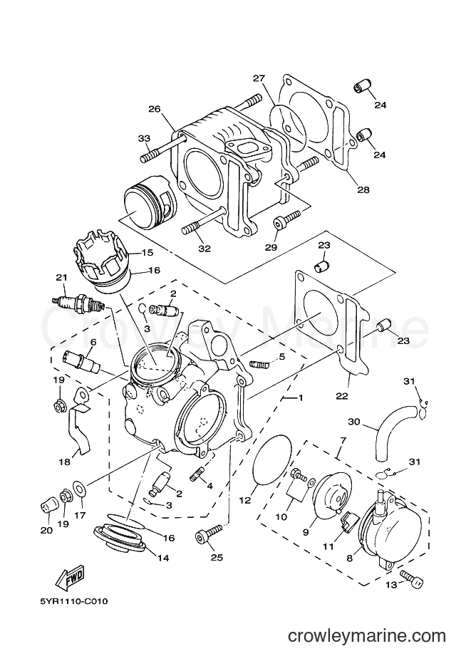 2006 Scooter XC125V - XC125V (5YR7) [010] - CYLINDER HEAD