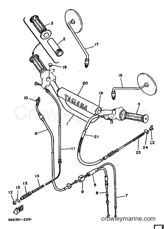 1986 Scooter DT50E - DT50E (1RE) [999] - STEERING HANDLE & CABLE