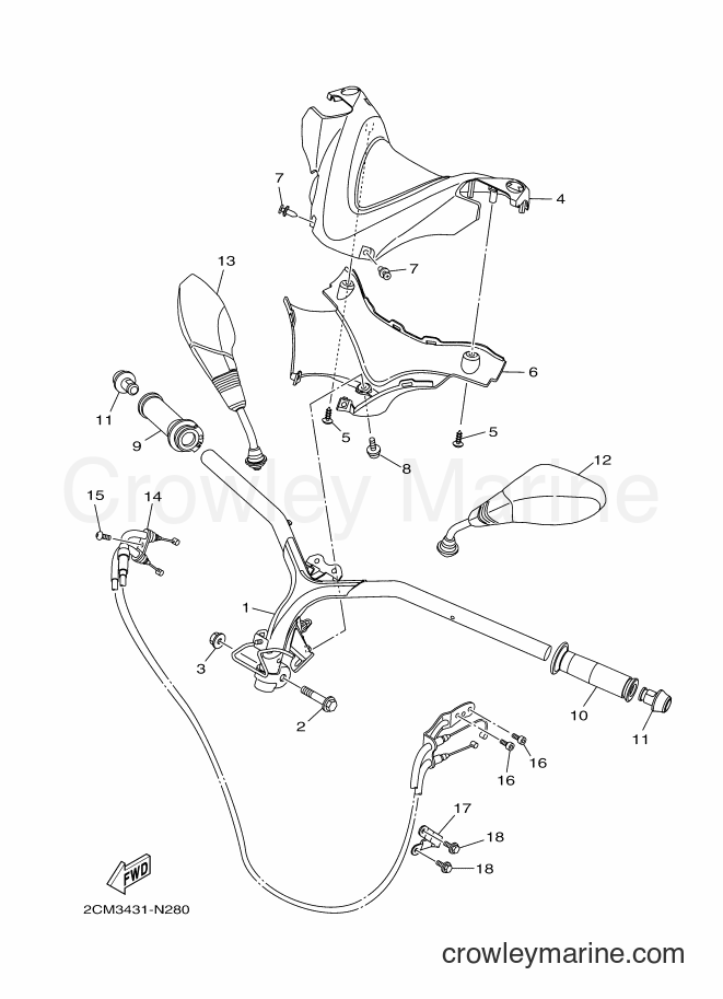 Yamaha Motors MW125A (2CM2) [010] - STEERING HANDLE & CABLE