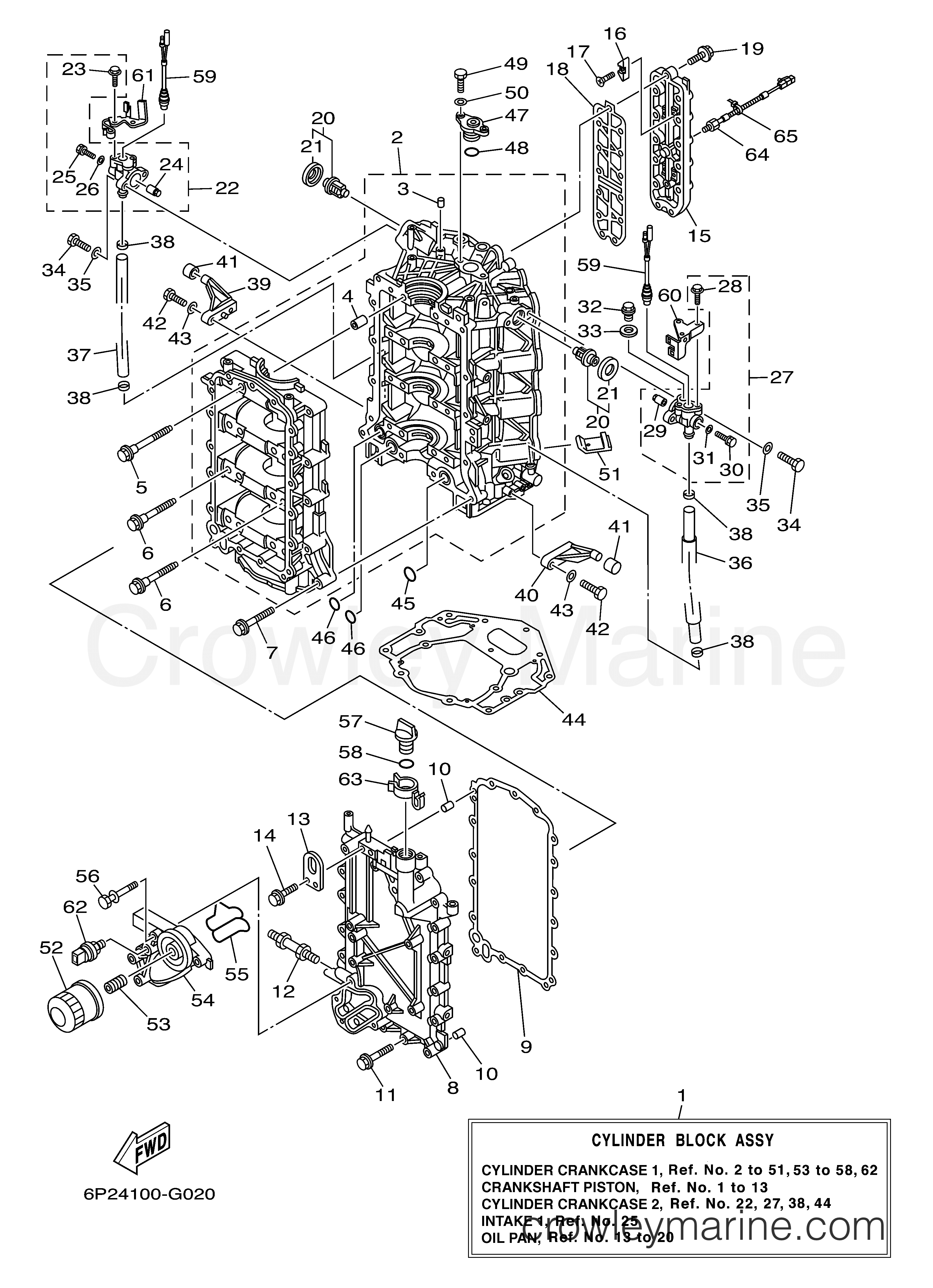 Yamaha Motors F250TUR - CYLINDER CRANKCASE 1
