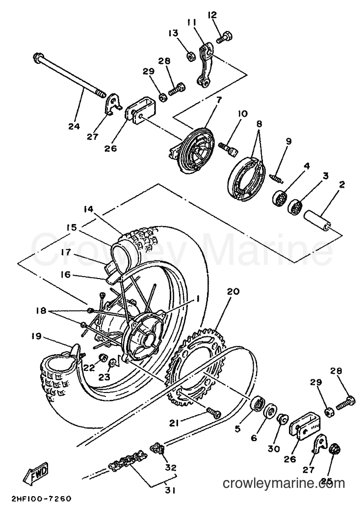 1990 Dirt Bike YZ80 - YZ80 (3ML2) [999] - REAR WHEEL
