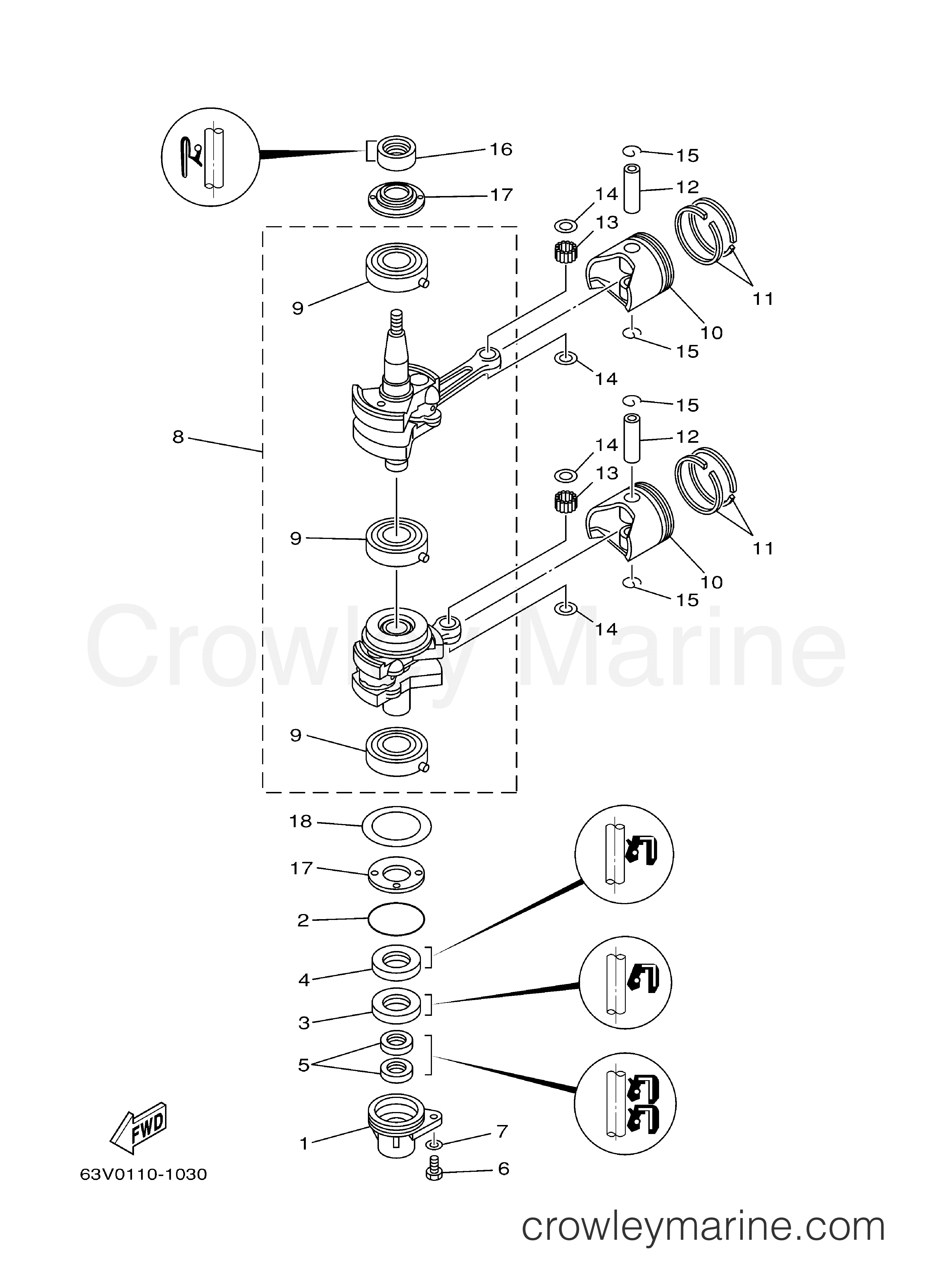 Yamaha Motors 15MSHD - CRANKSHAFT PISTON