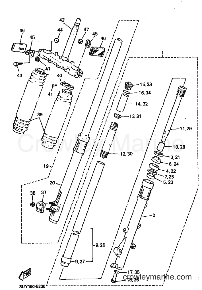 1995 Dirt Bike XT600E - XT600E (3UYE) [010] - FRONT FORK