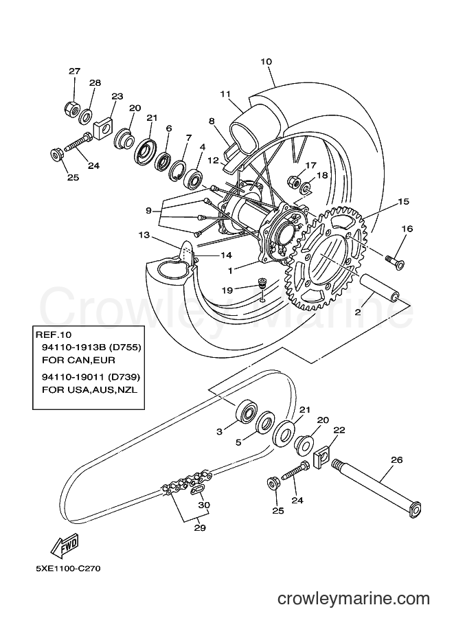 2004 Dirt Bike YZ125 - YZ125 (5XE2) [010] - REAR WHEEL