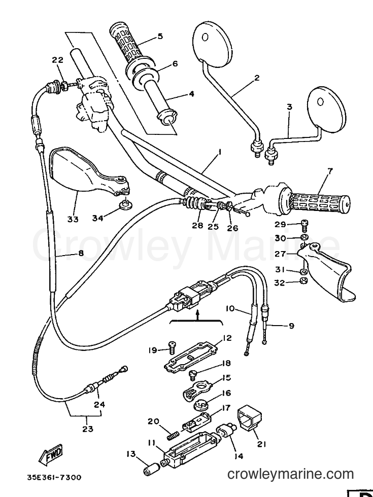 1987 Dirt Bike DT125 - DT125 (35E) [999] - STEERING HANDLE & CABLE